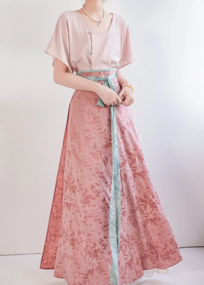 Women Daily Hanfu Top & Skirt 3-Color Set, Viscose Blend| HANFUBAO