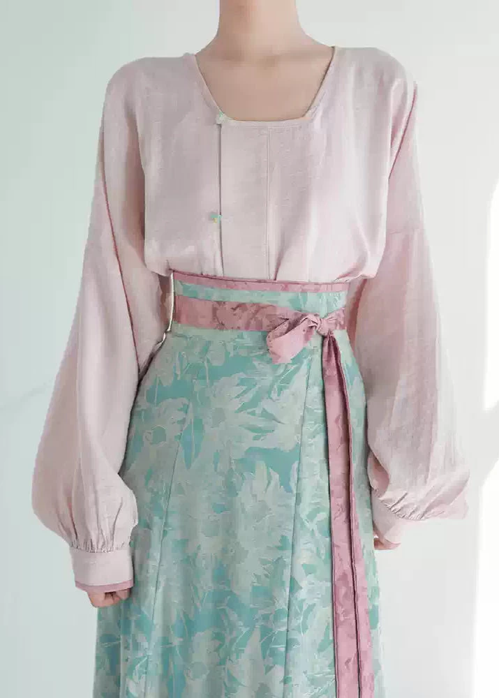 Women’s Daily Hanfu Satin Top & Skirt 7-Color Set | HANFUBAO