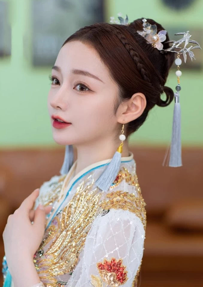 Women's Chinese Knot Bridal Hanfu Hair Pins Set Alloy Red Tassel | HANFUBAO
