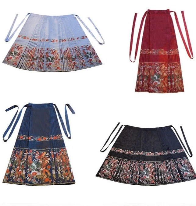Women Ming Dynasty Ma Mian Skirt Half Cosmo Embroidered 6m Hemline| HANFUBAO