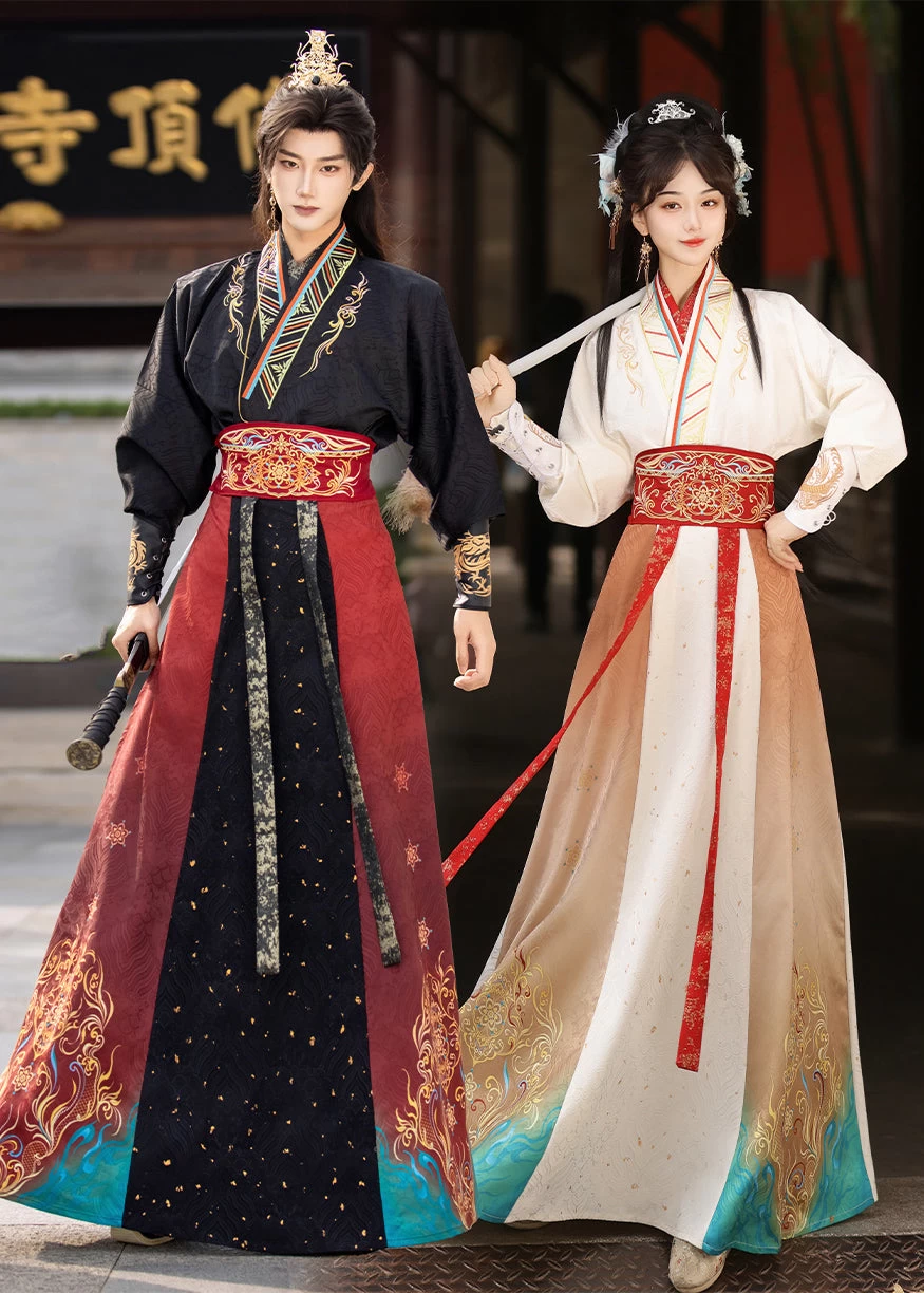 Unisex 6-Piece Song Dynasty Daily Hanfu Couple Set, Day/Night Plus Size | HANFUBAO