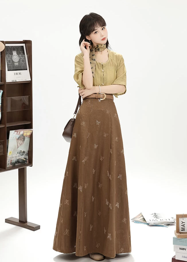 Women Modern Daily Hanfu 3-Piece Set Moonlight Floral | HANFUBAO