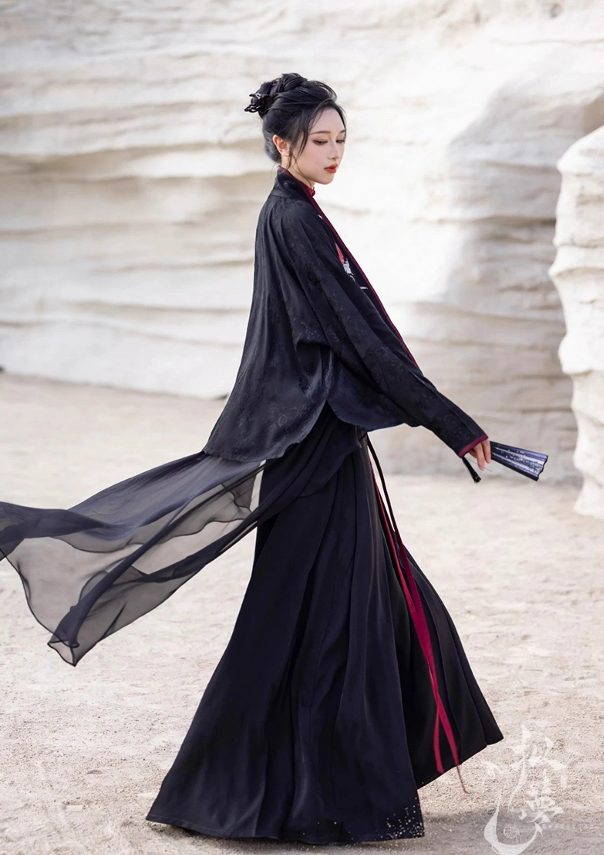 Women's Modern Daily Hanfu Silk-Cotton 4-Piece Pants Set Red | HANFUBAO