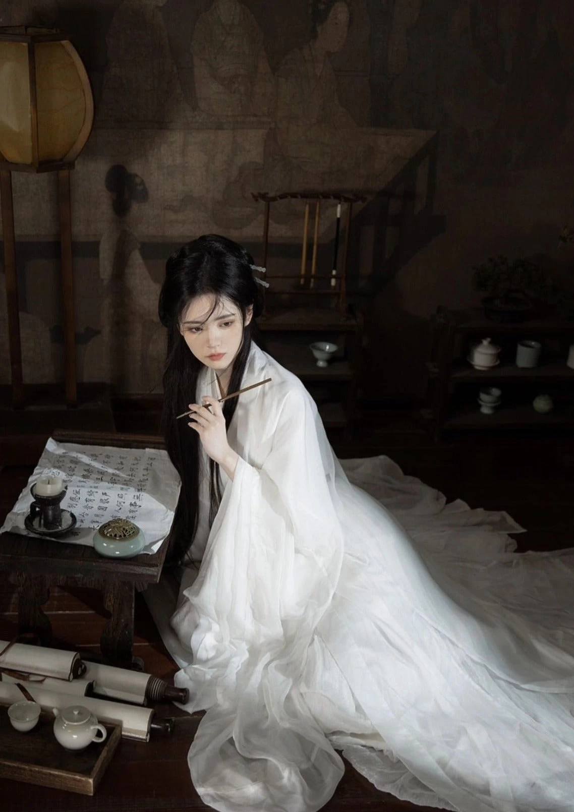 Women 4-Piece Chiffon Hanfu Set Daily Wear Flowing Skirt Plus Size| HANFUBAO