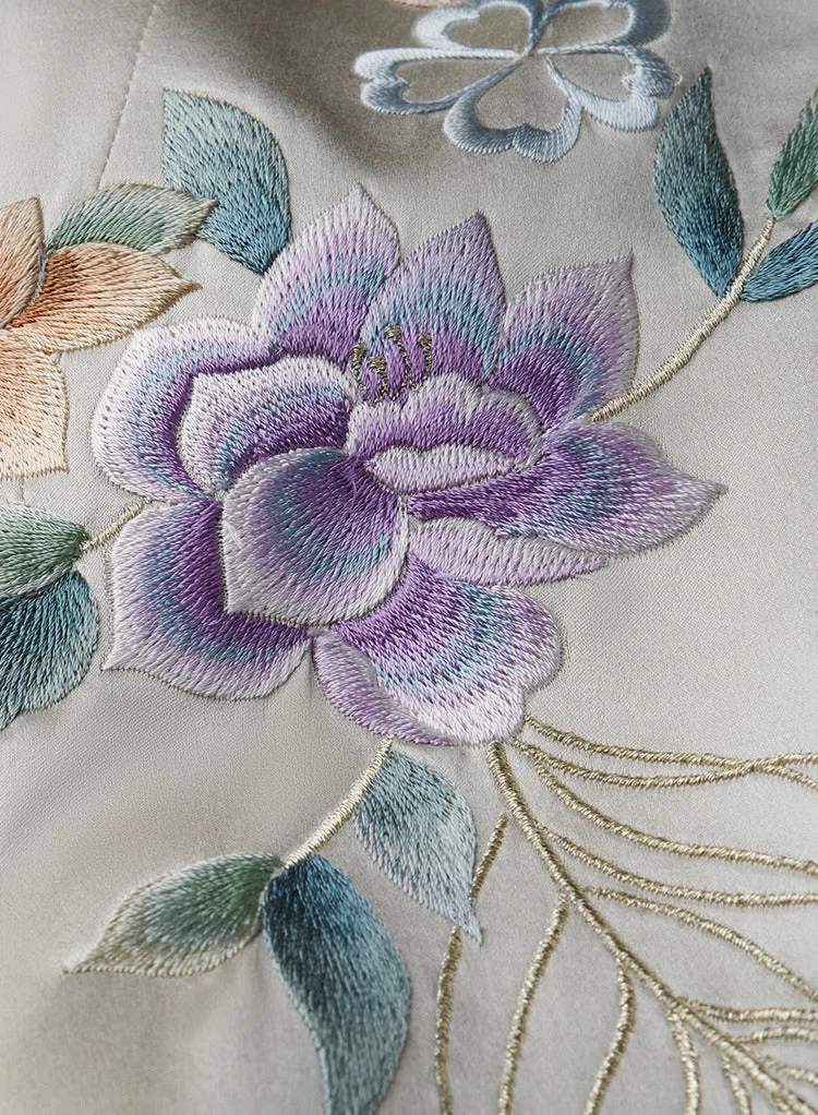 Women's Silk Champagne Custom Qipao Cheongsam Dress | HANFUBAO