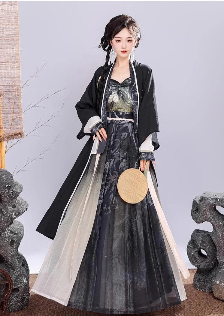 Women's Daily Hanfu 4-Piece Set Bamboo Print Plus Size | HANFUBAO