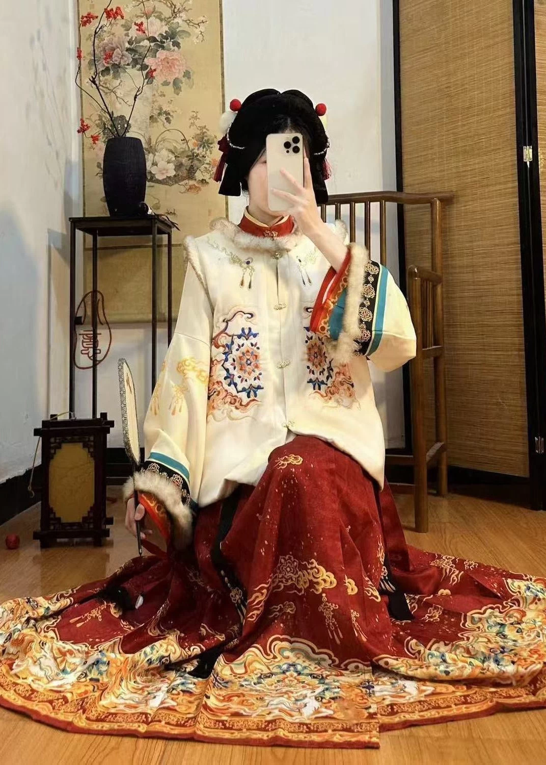 Women's Plus Size 3-Piece Hanfu Set Top Skirt Vest | HANFUBAO