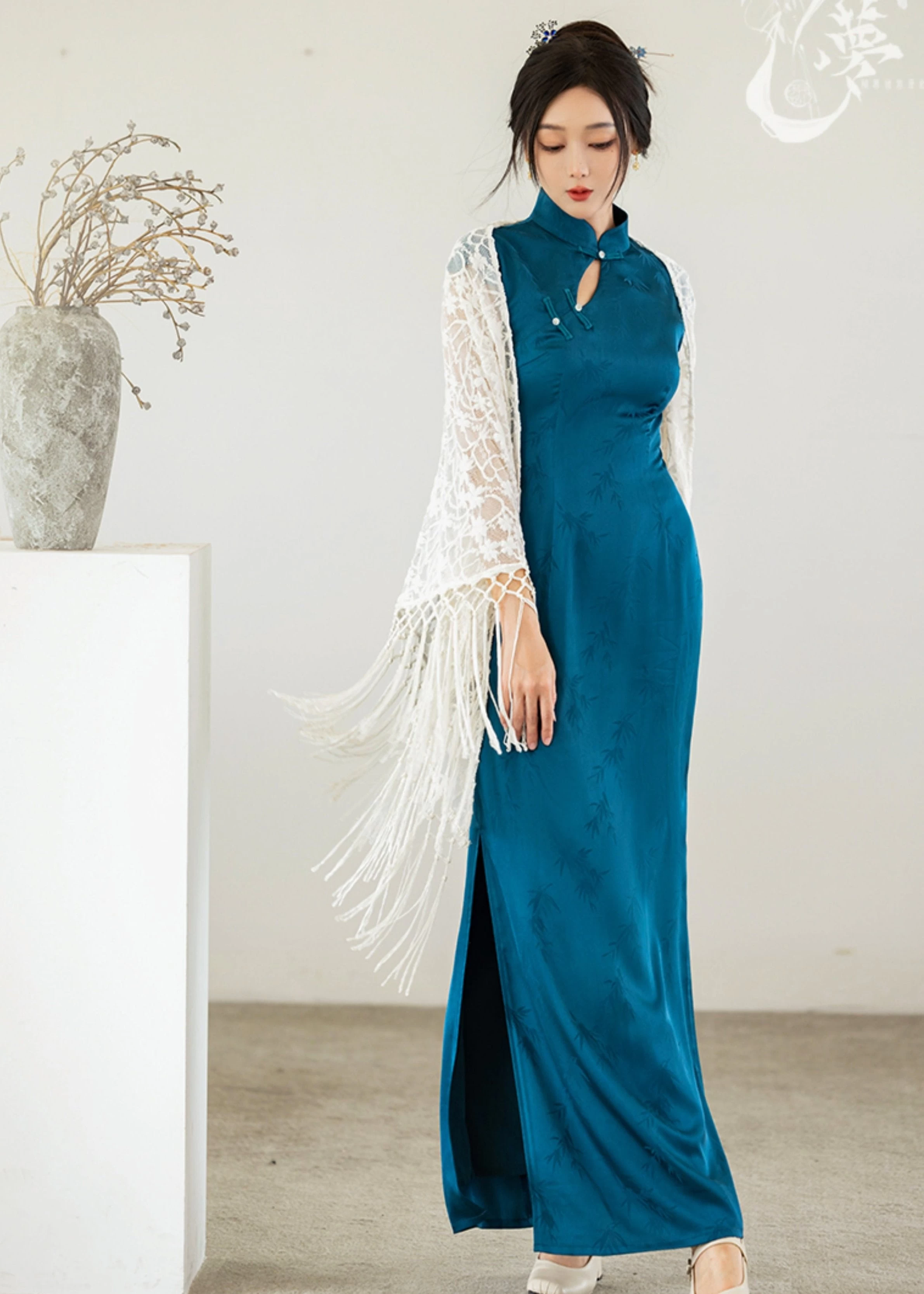 Women's Modern Qipao Daily Hanfu Dress Indigo Cotton Blend | HANFUBAO