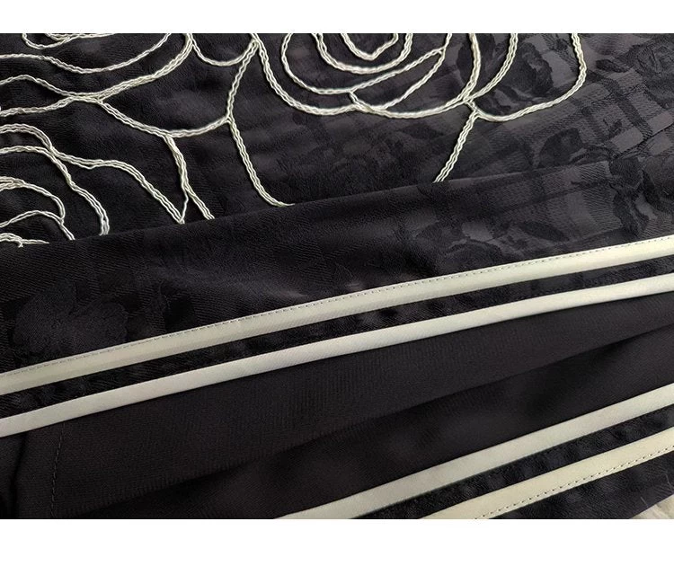 Women’s Acetate Jacquard Black Rose Qipao Dress, High Slit| HANFUBAO