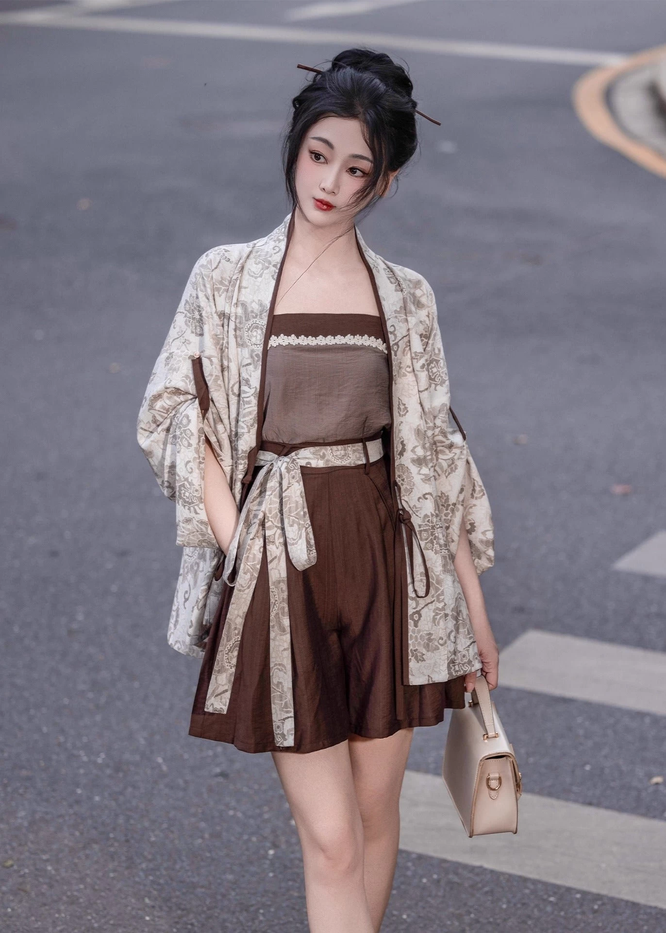 Women Modern Daily Hanfu 4-Piece Pants Set Fall Inkstone Rayon Linen | HANFUBAO