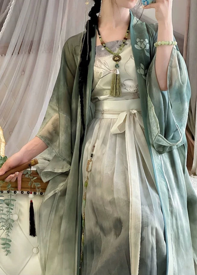 Women’s Plus Size Chiffon 3-Piece Modern Hanfu Set | HANFUBAO