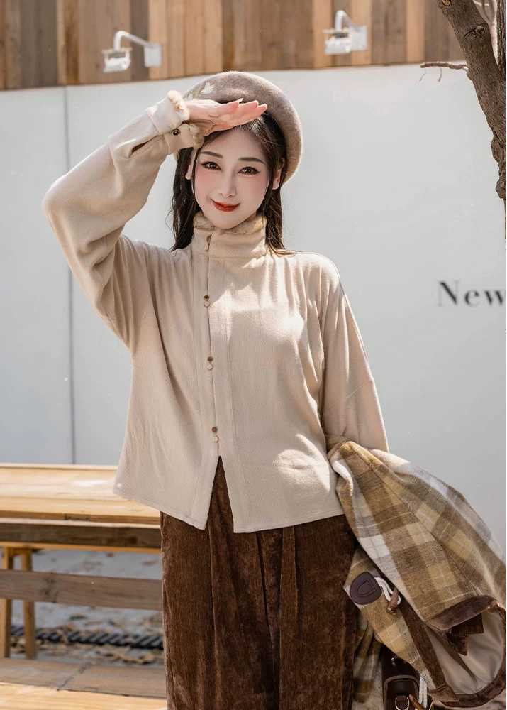 Unisex Modern 3-Piece Daily Hanfu Set Wool-Blend Jacket Plus Size | HANFUBAO