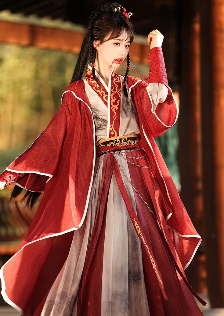 Unisex Modern Hanfu Cotton Blend Bamboo Pattern Set | HANFUBAO