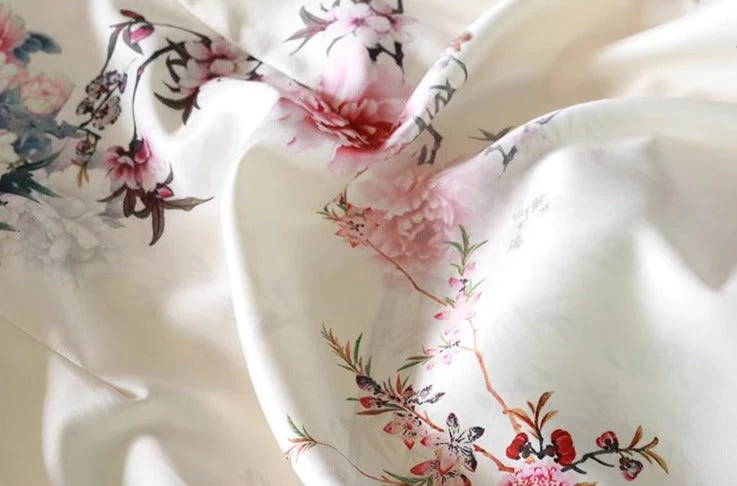 Women's Acetate Satin Qipao Cheongsam Ivory Rose Floral Plus Size| HANFUBAO