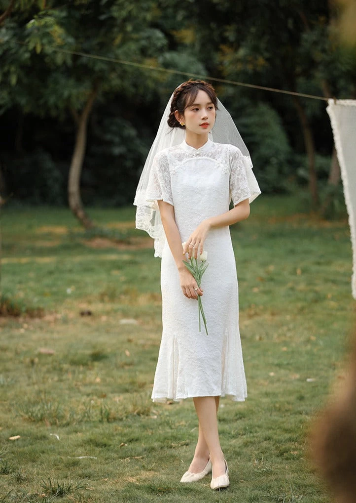 White Bridal Qipao Dress (WQP01)