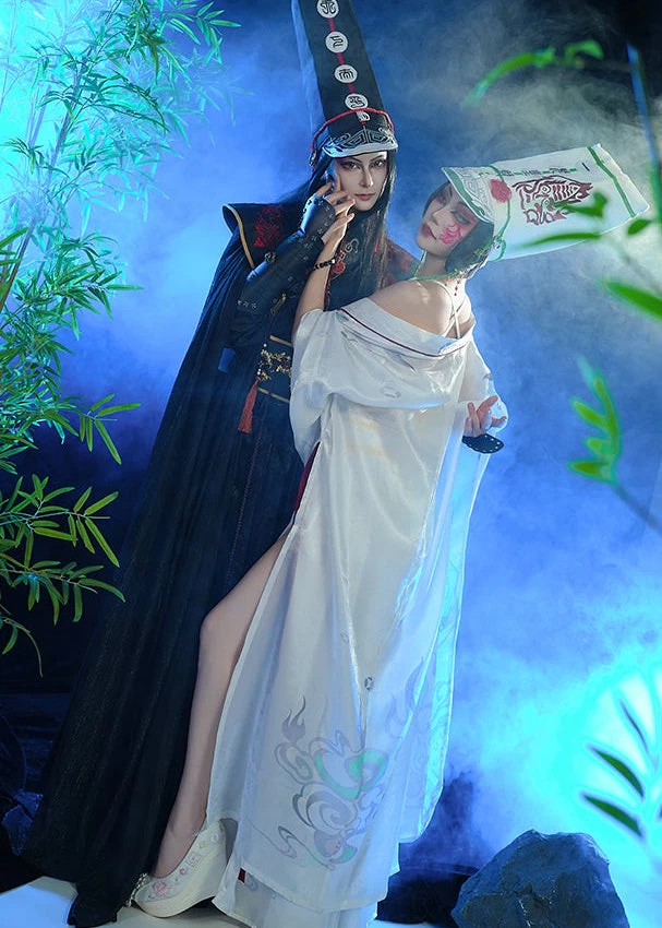 Unisex  Modern Hanfu 4-Piece Set Black & White | HANFUBAO