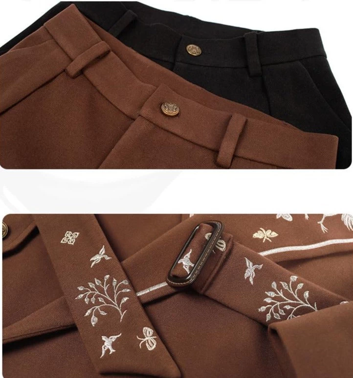 Women Modern Trench Coat with Belt Polyester-Rayon Stretch | HANFUBAO