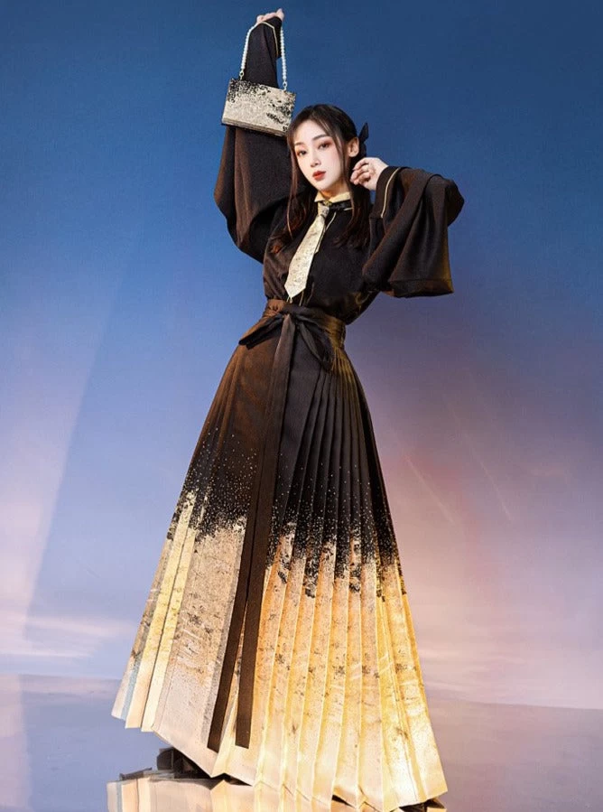 Women Modern Hanfu Daily Blouse Black/White | HANFUBAO