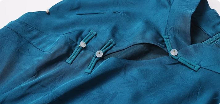 Women's Modern Qipao Daily Hanfu Dress Indigo Cotton Blend | HANFUBAO