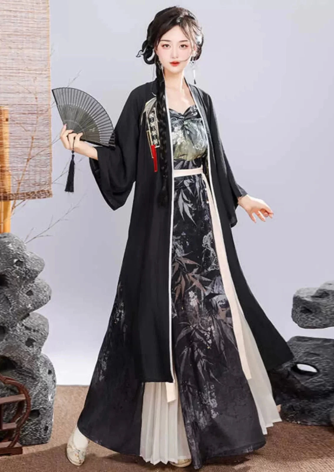 Women's Daily Hanfu 4-Piece Set Bamboo Print Plus Size | HANFUBAO