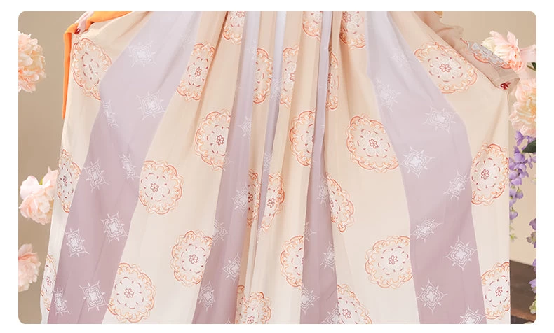 Yushuan | Female Cotton Hanfu Dress Orange Floral