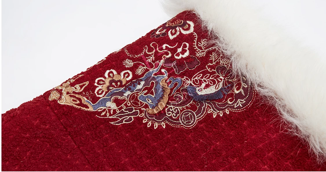 Women 3-Piece Dancing Flame New Year Hanfu Set Red Embroidered Plus Size | HANFUBAO