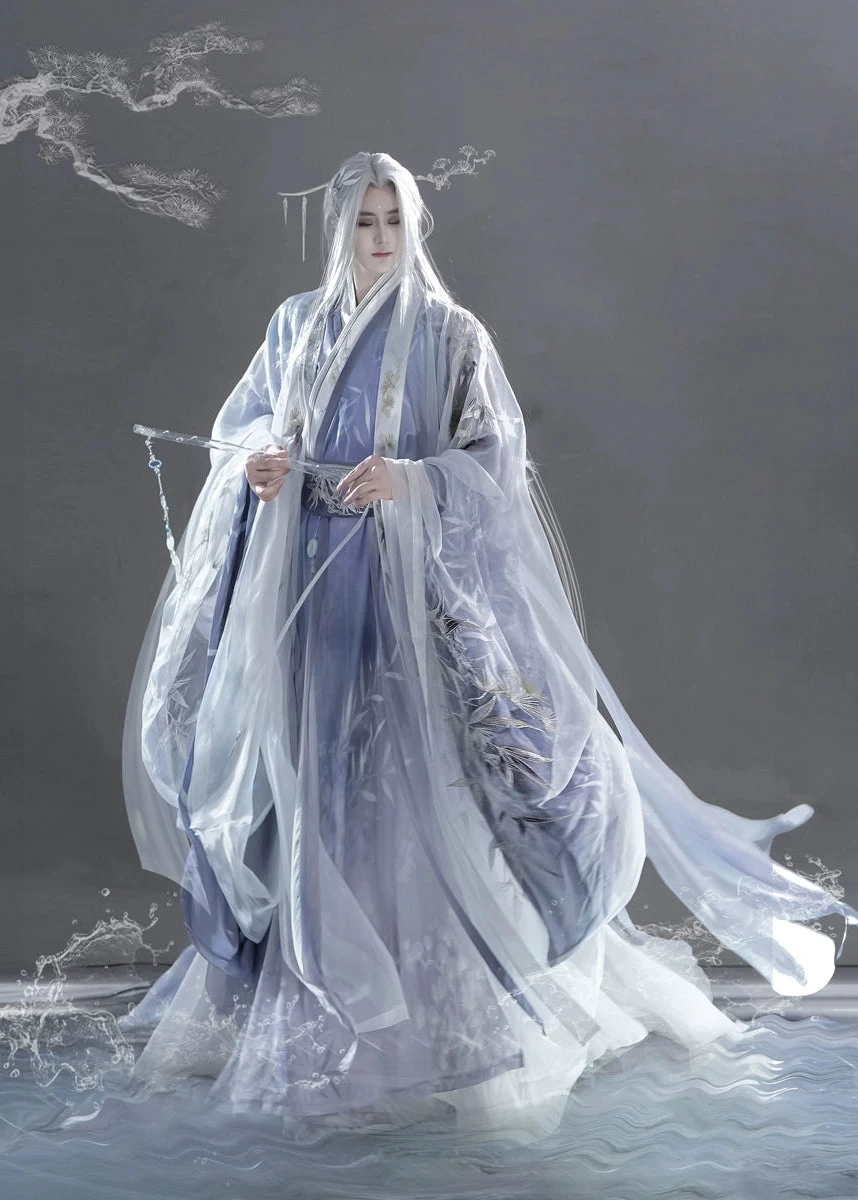 Unisex 10-Piece Daily Hanfu Set Bamboo Pine Pattern  Plus Size | HANFUBAO