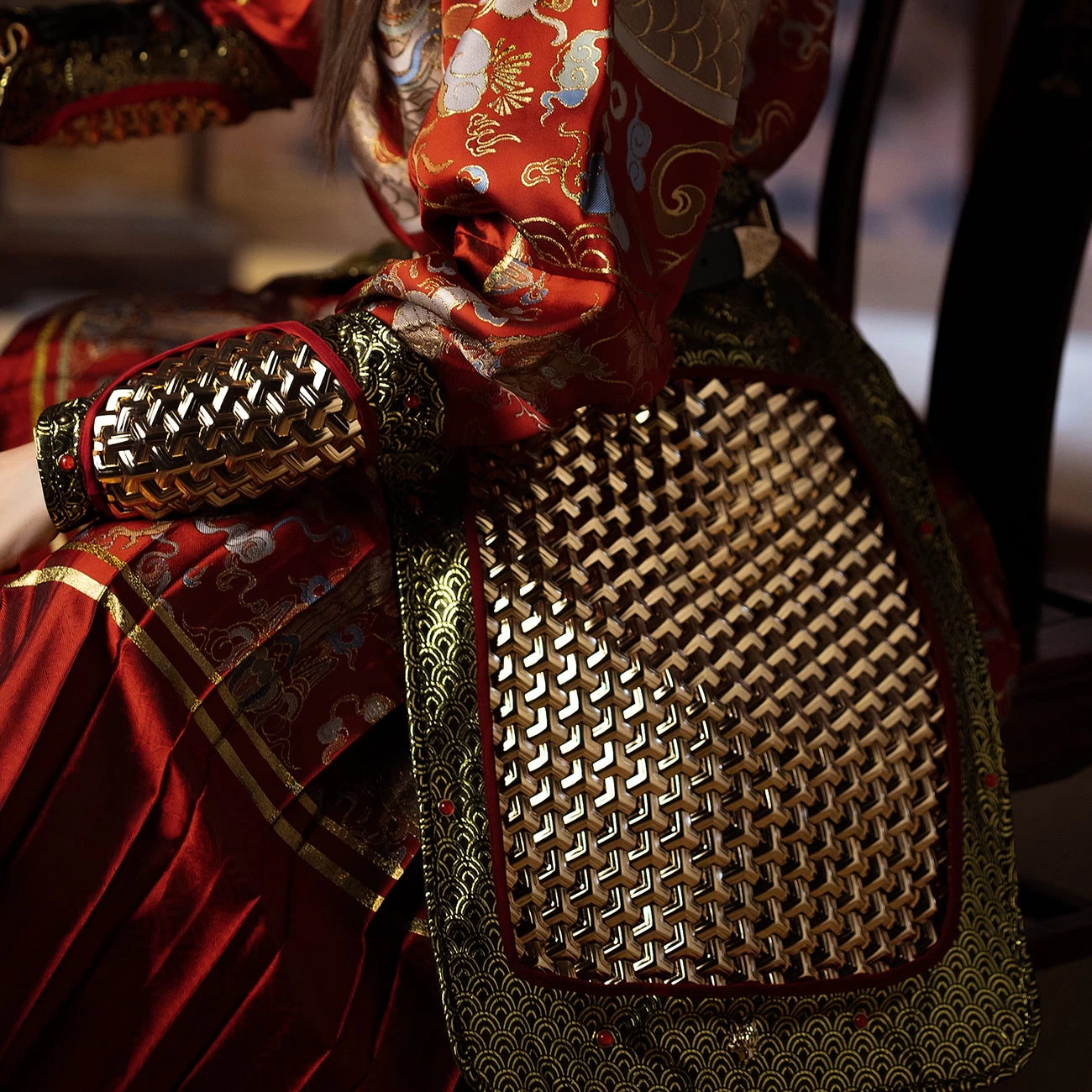 Unisex Ming Dynasty Hanfu Faux Leather & Iron Wrist Bracers Armor Skirt| HANFUBAO