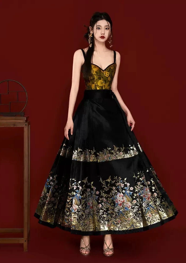 Women Modern Hanfu 2-Piece Top & MaMian Skirt Set Jiangshan Ru Hua | HANFUBAO