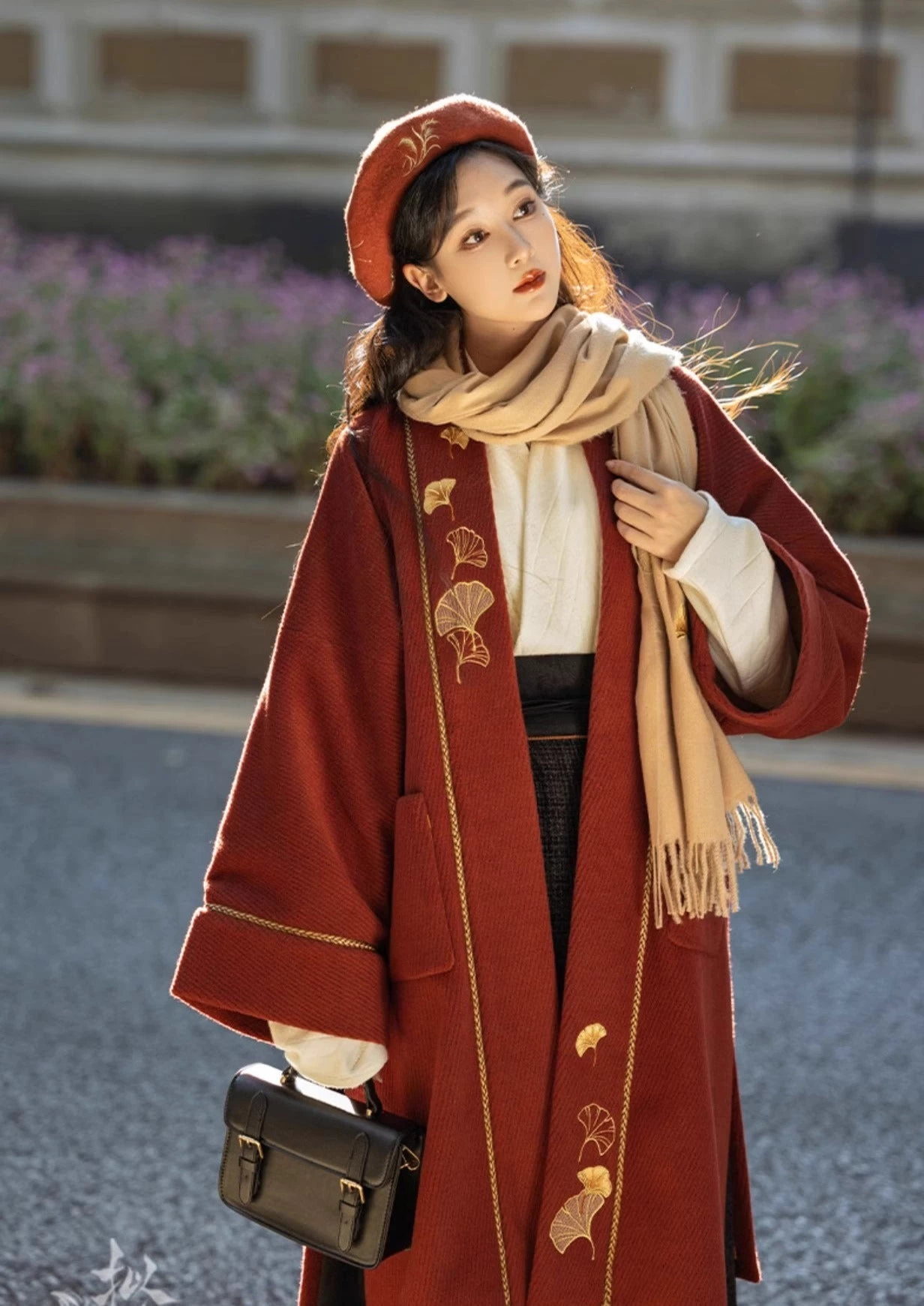 Women Modern Daily Hanfu 3pcs Fleece Blouse Skirt Coat Angora Blend| HANFUBAO