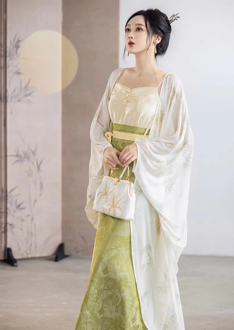 Women Modern 3-Piece Daily Hanfu Set, Artificial Cotton Blend | HANFUBAO