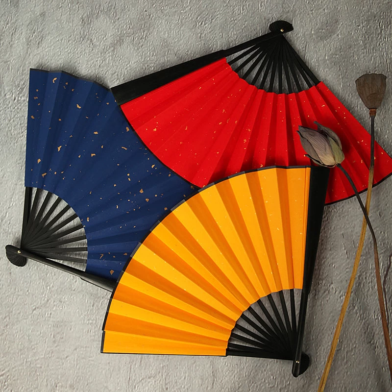 Chinese Paper Folding Hand Fan Scattering Gold Pattern 33.3cm | HANFUBAO