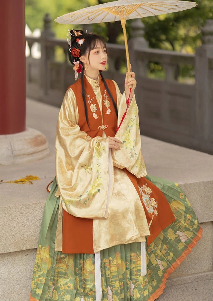 Women Modern Hanfu 3-Piece Set Flower Embroidery | HANFUBAO