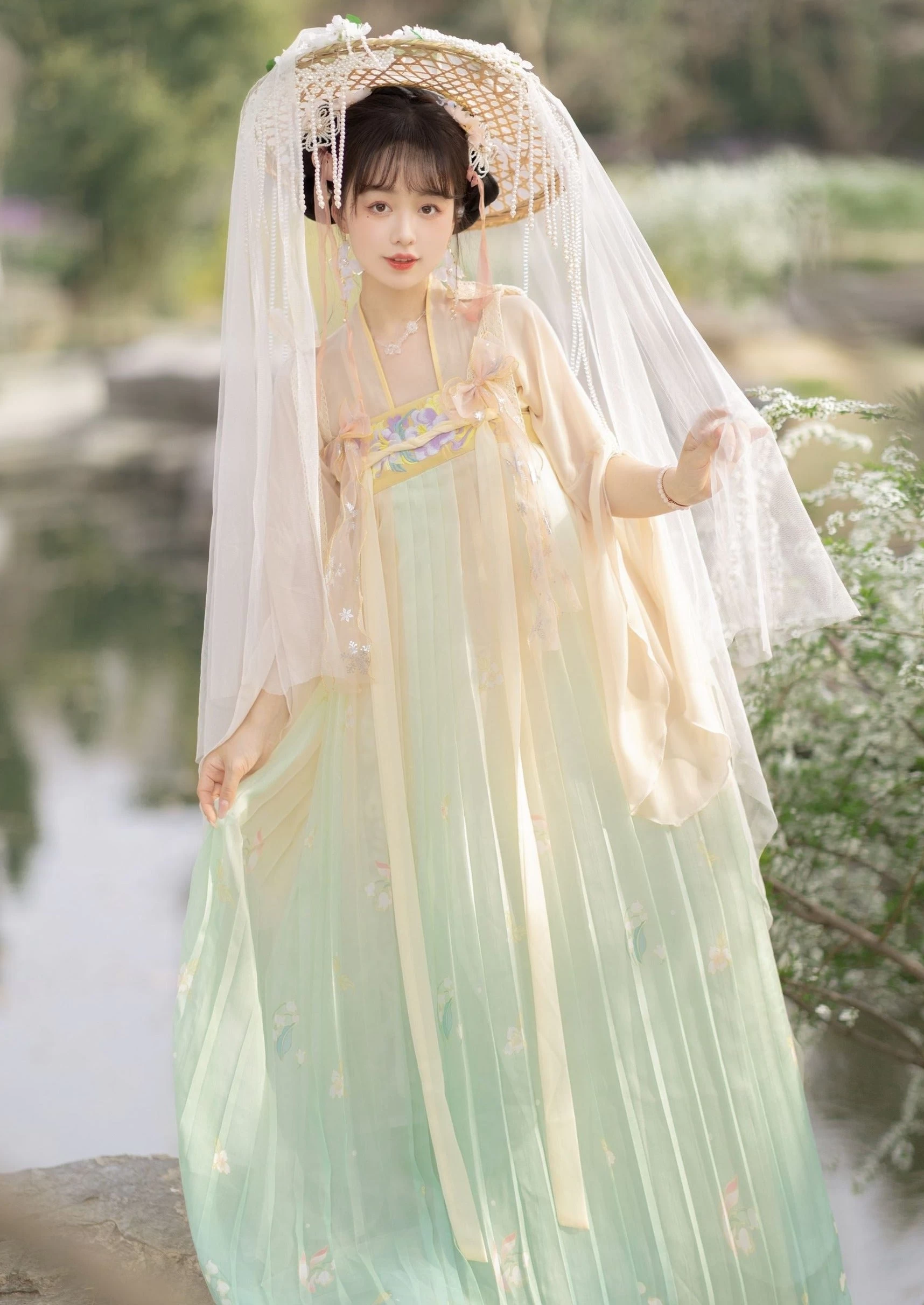 Women Chiffon Modern Daily Hanfu Set Green Plus Size | HANFUBAO