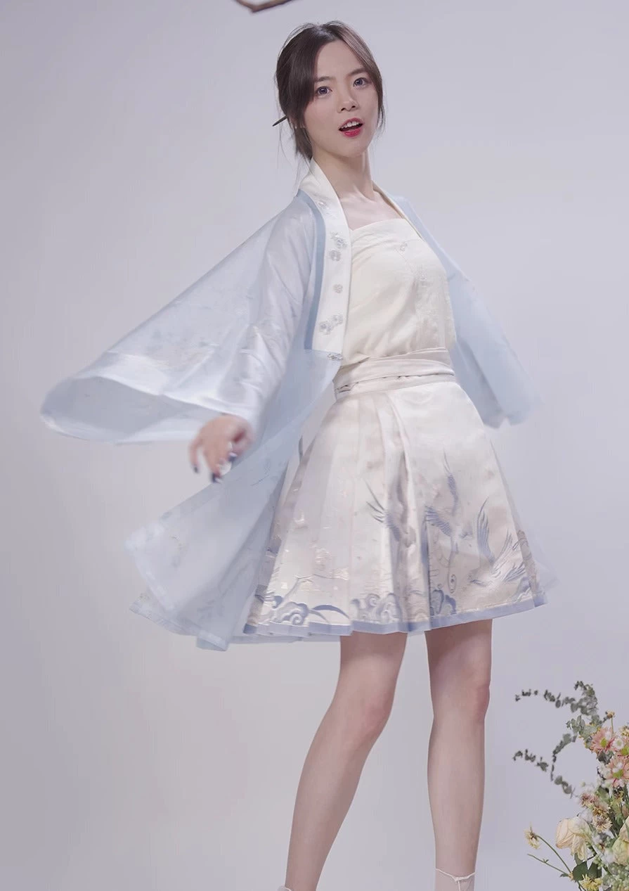 Women’s Modern 3-Piece Hanfu Set Bird Embroidery Daily Wear| HANFUBAO