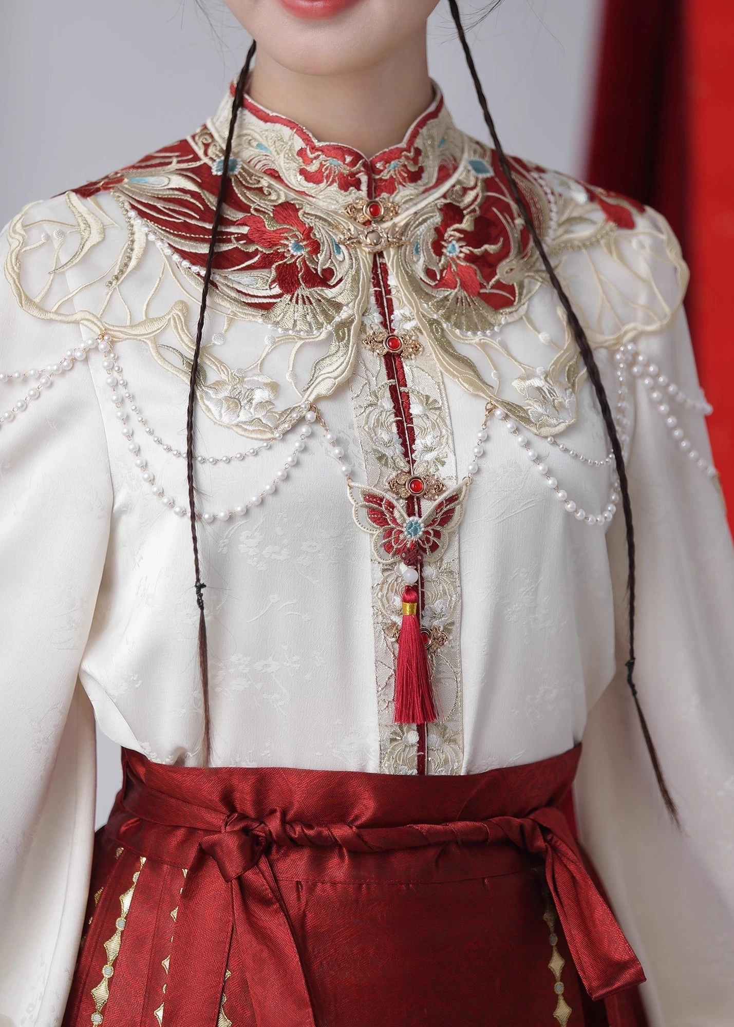 Women's 3-Piece Modern Wedding Hanfu Set Phoenix Embroidery | HANFUBAO