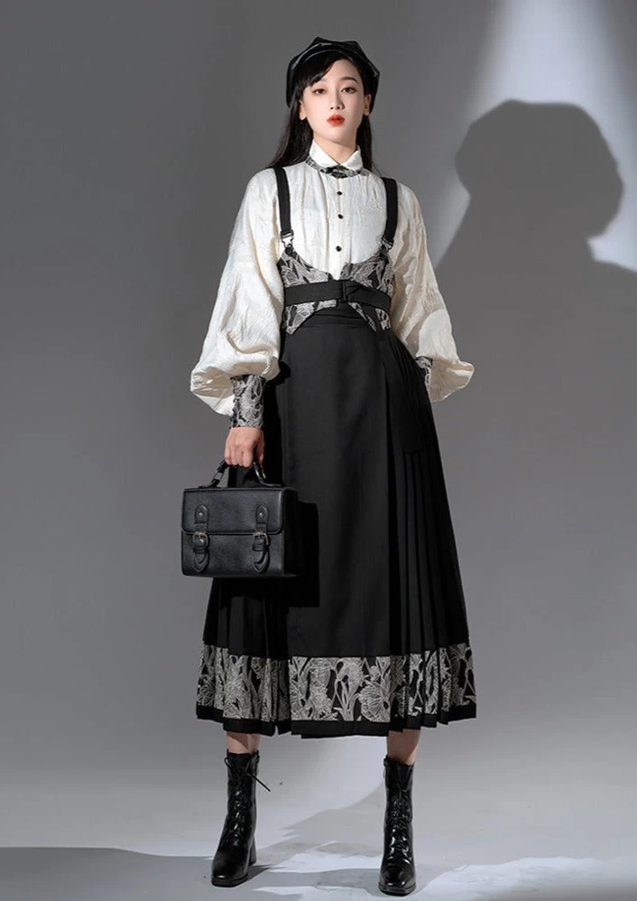 Women Modern Daily Hanfu Set Black | Lyocell-Cotton Blend | HANFUBAO