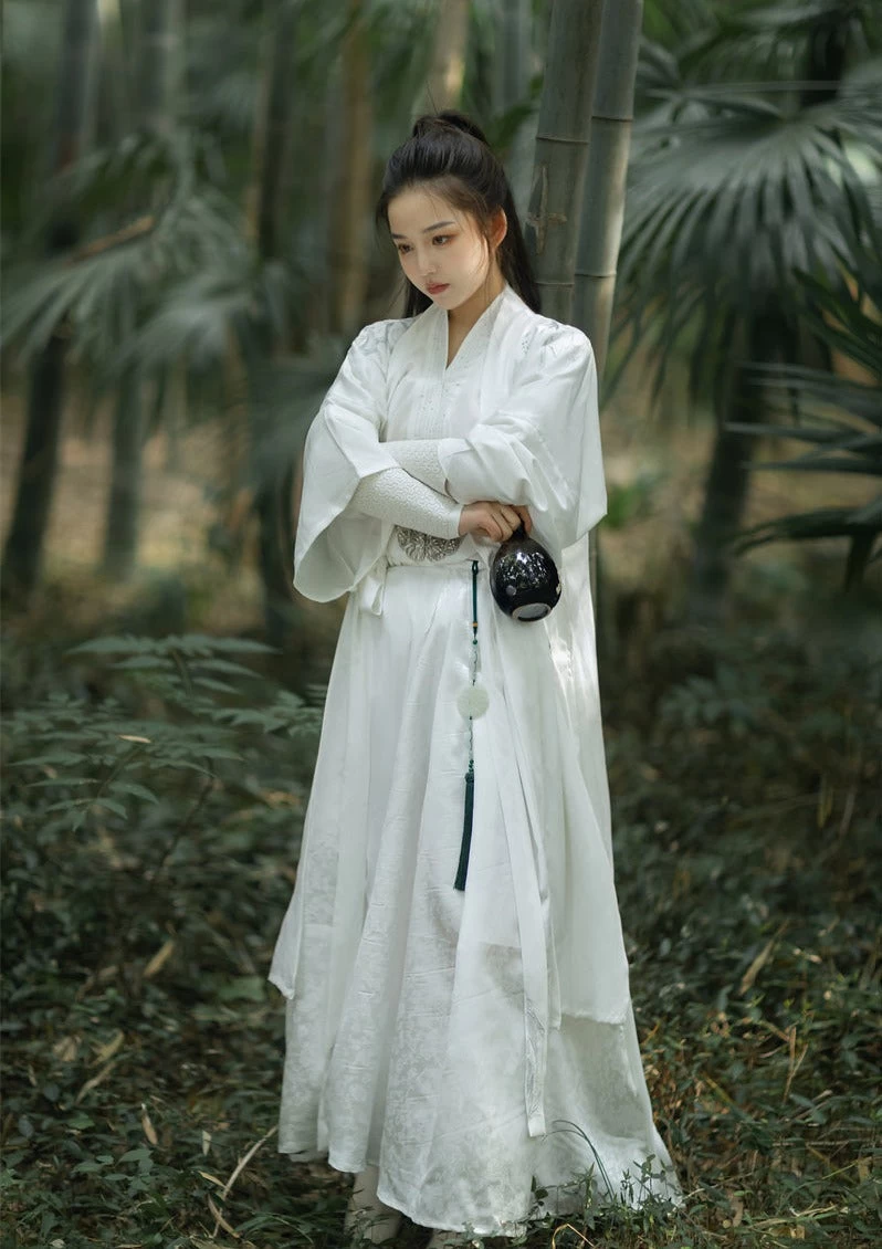 Unisex 5-Piece Bamboo Embroidered Daily Hanfu Set, Yarn  | HANFUBAO