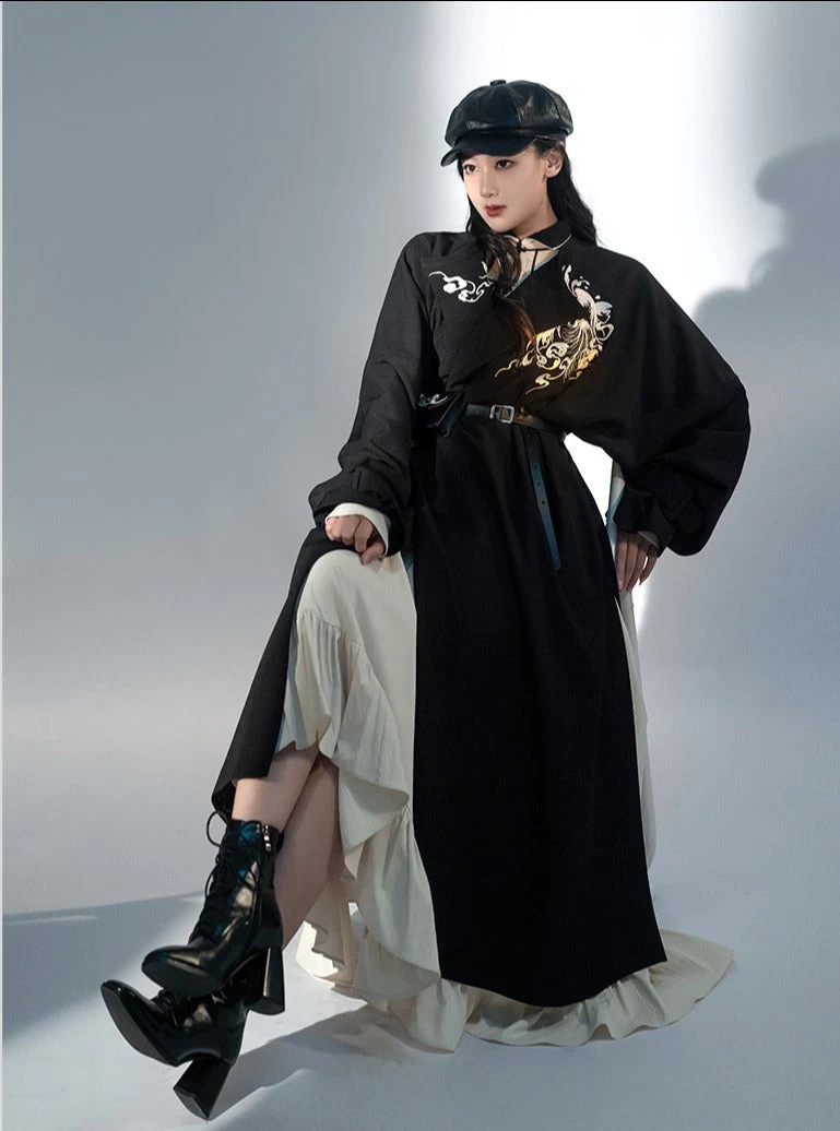 Women's Modern Hanfu Trench Coat Set White |  Blend | HANFUBAO