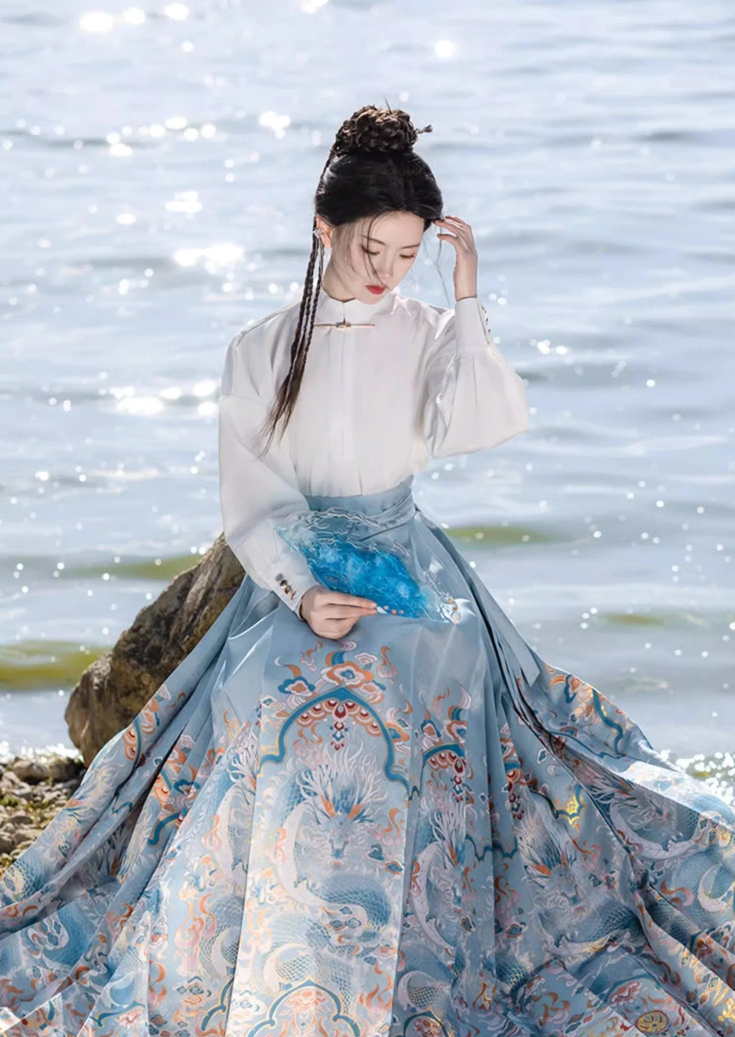 Women Modern Ma Mian Hanfu Skirt Dragon Embroidery Plus Size| HANFUBAO