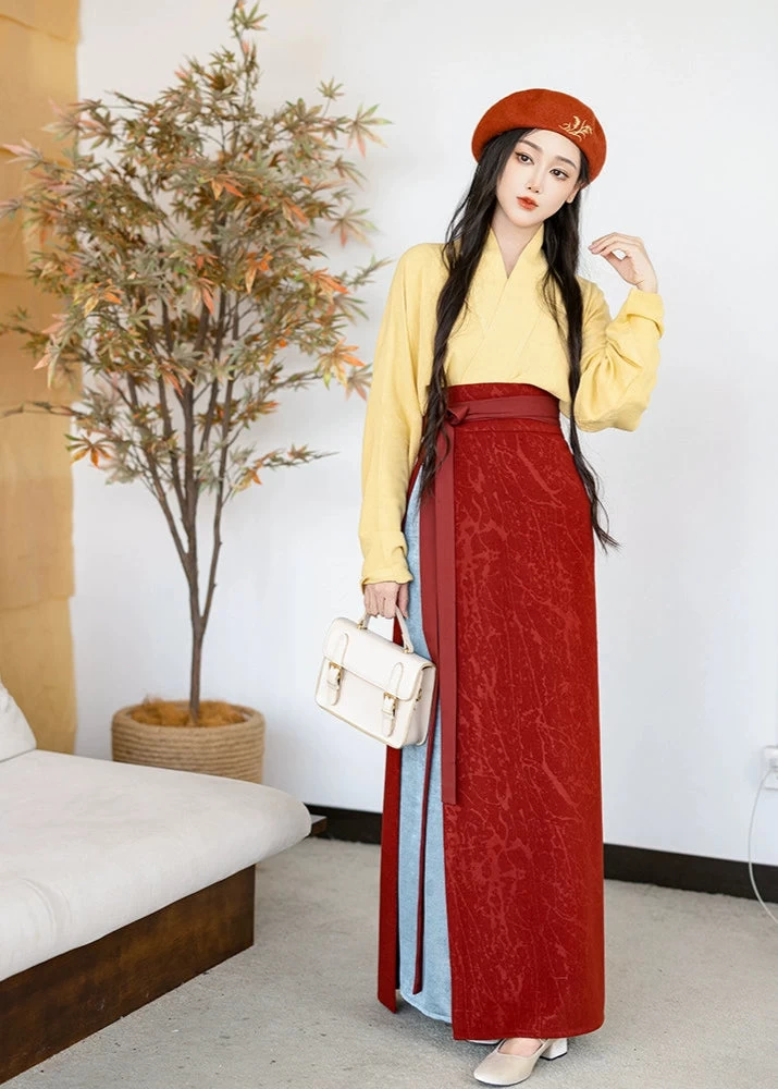 Women's Modern 3-Piece Camellia Hanfu Set Linen-Viscose | HANFUBAO