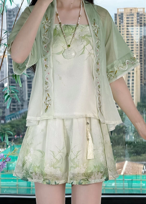 Women  Modern Daily Hanfu 3-Piece Set White S-XL | HANFUBAO