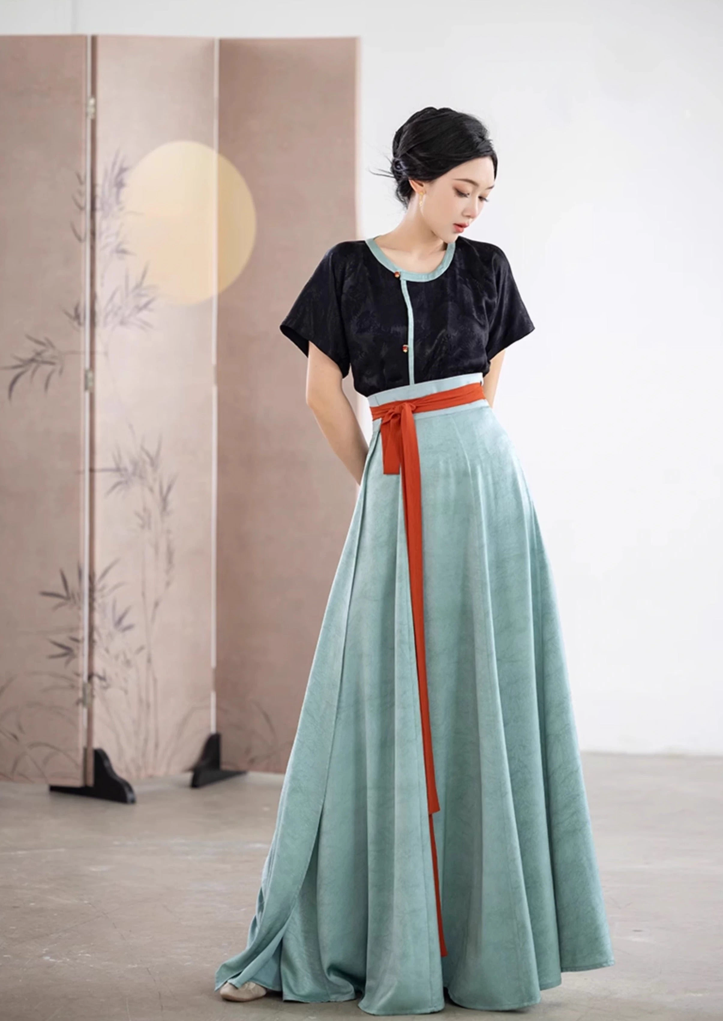 Women Modern Hanfu Artificial Silk-Cotton Summer Top | HANFUBAO
