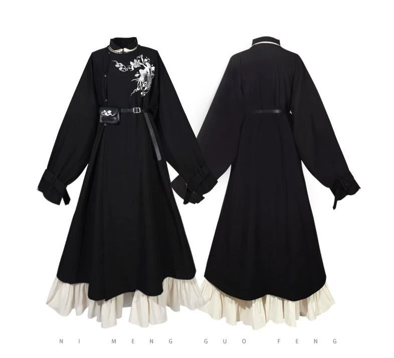 Women's Modern Hanfu Trench Coat Set White |  Blend | HANFUBAO