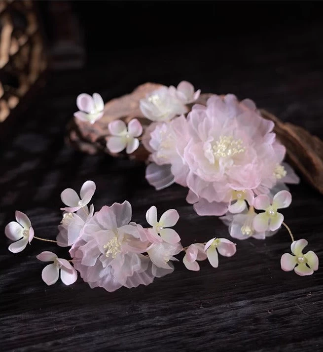 Women China Rose Yarn Flower Hair Clips for Hanfu Styling| HANFUBAO