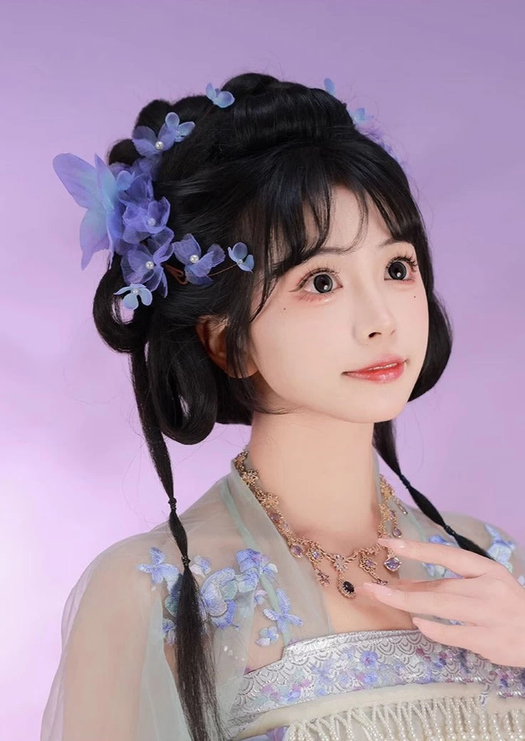 Women's Iris Flower Yarn Hair Pieces for Hanfu Daily Styling | HANFUBAO