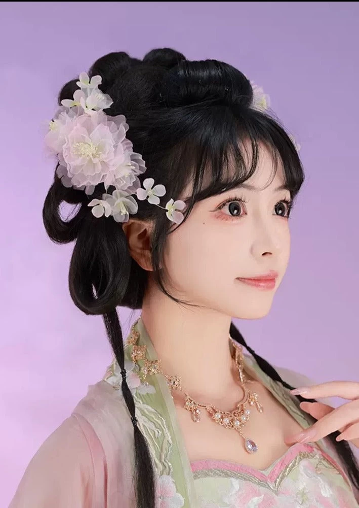 Women China Rose Yarn Flower Hair Clips for Hanfu Styling| HANFUBAO