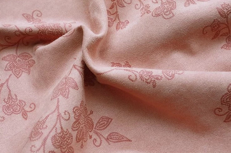 Women’s Faux Suede Modern Hanfu Qipao Dress Pink Print | HANFUBAO