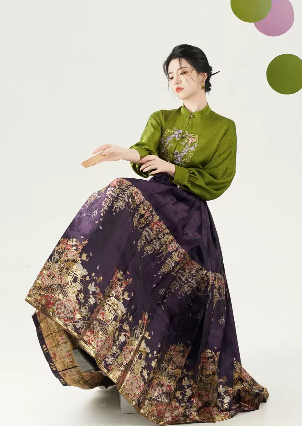 Women Modern Hanfu  2pcs Ma Mian Skirt Spring Floral | HANFUBAO