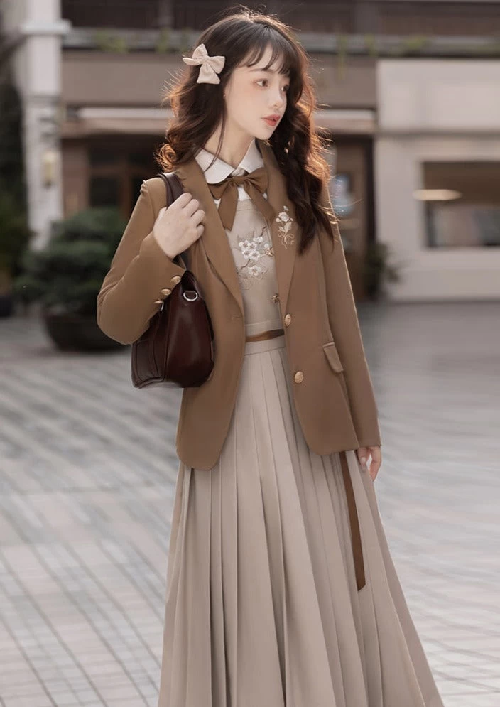 Women Modern 3-Piece Daily Hanfu Set, Floral Haitang Whisper | HANFUBAO